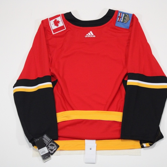 NWT Calgary Flames Adidas Authentic Red Climalite Jersey 56 - Picture 2 of 3